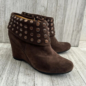 Bussola for Anthropologie Size 41 Enna Taupe Studded Bootie